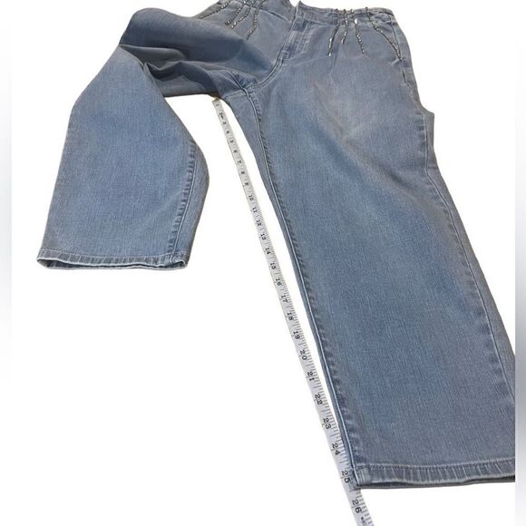 Express rhinestone tapered ankle super high rise baggy jeans size 8 - Picture 14 of 16